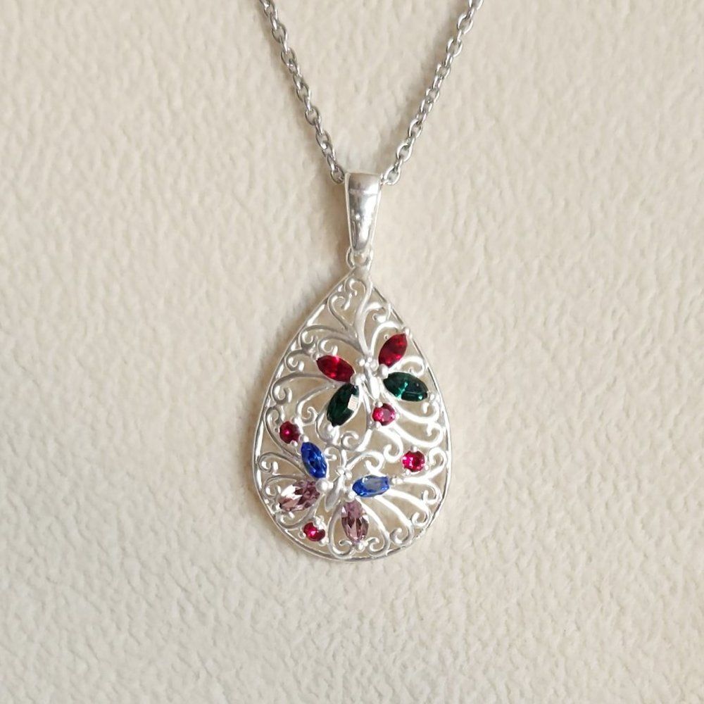Swarovski Crystals Butterfly Multi Color Necklace